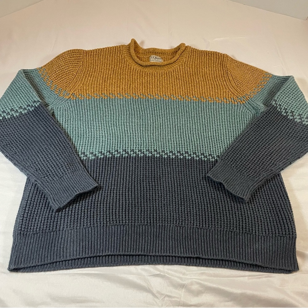 L.L Bean Vintage Colorblock Knit Sweater Men's Size Large C-815